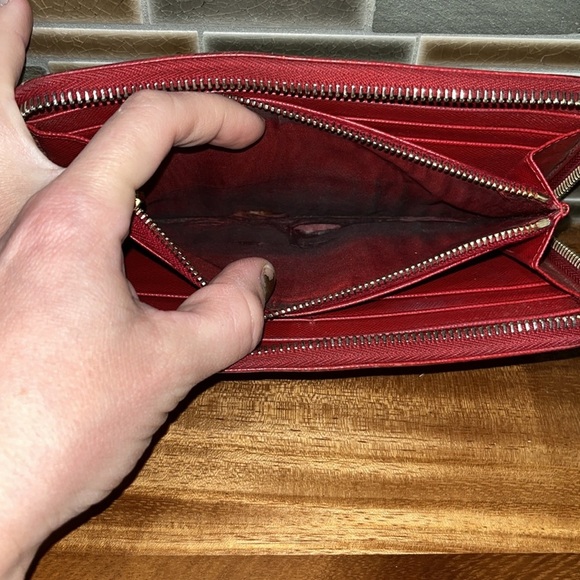 PRADA Red Saffiano Zip Around Wallet - Picture 10 of 12